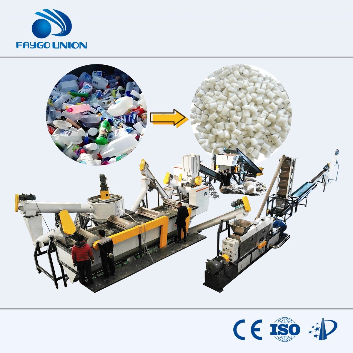 
                High Output Plastic Pelletizing Machine for Crushed Washed Pet HDPE Bottle Flake Dr